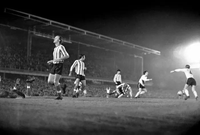 Framed Print : Sport. Football. Derby County v. Southampton. Southampton defenders lay spread eagled Framed Print : Sport. Football. Derby County v. Southampton. Southampton defenders lay spread eagled