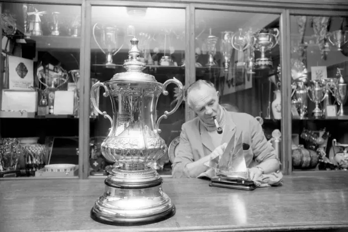 Framed Print : Sport / football / F. A. Cup / Trophy. F. A. Cup gets final polish. January 1971 71-00163-001 Framed Print : Sport / football / F. A. Cup / Trophy. F. A. Cup gets final polish. January 1971 71-00163-001