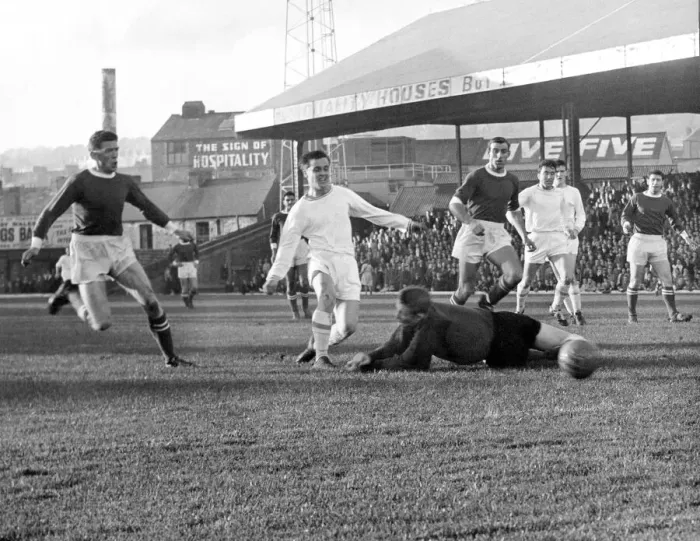 Framed Print : Sport - Football - Swansea Town - Swanseas centre forward Todd slipd the ball past