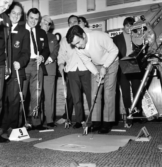 Framed Print : Sport Golf: Top British golfer Tony Jacklin had a drive from the north side of the river
