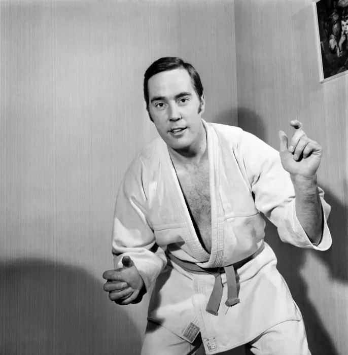 Framed Print : Sport Judo: Man posing wearing his judo pit. November 1969 Z10935-010