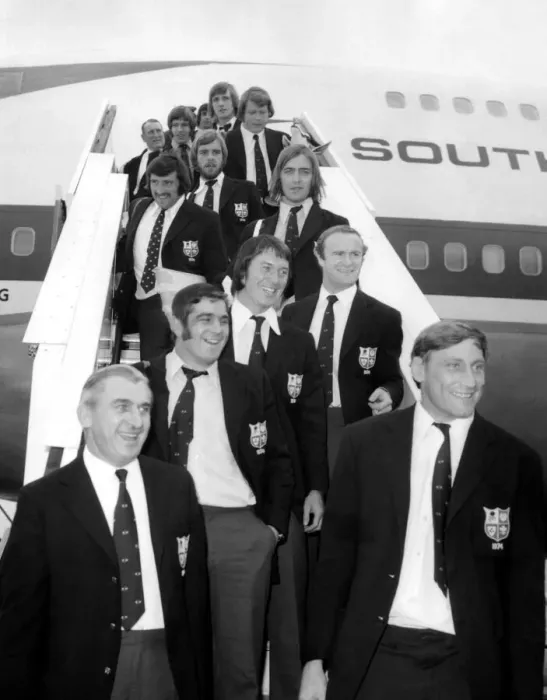 Framed Print : Sport - Rugby The British Lions Rugby Team leave their plane to a tumultuous Framed Print : Sport - Rugby The British Lions Rugby Team leave their plane to a tumultuous