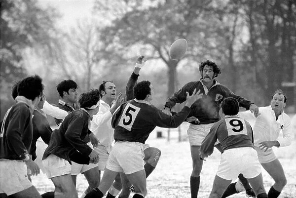 Sport. Rugby Union. Action in the snow. November 1969 Z11471