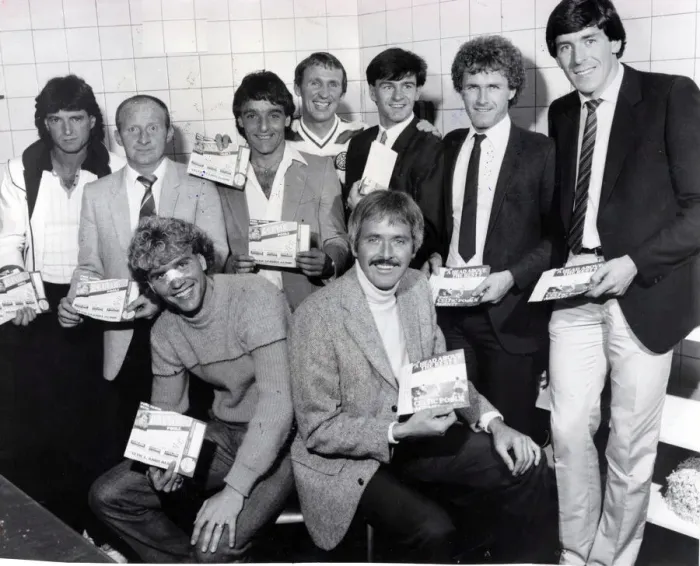Framed Print : SPORT TEAMS CELTIC 1982 Celtic Pools recruitment drive back left to right