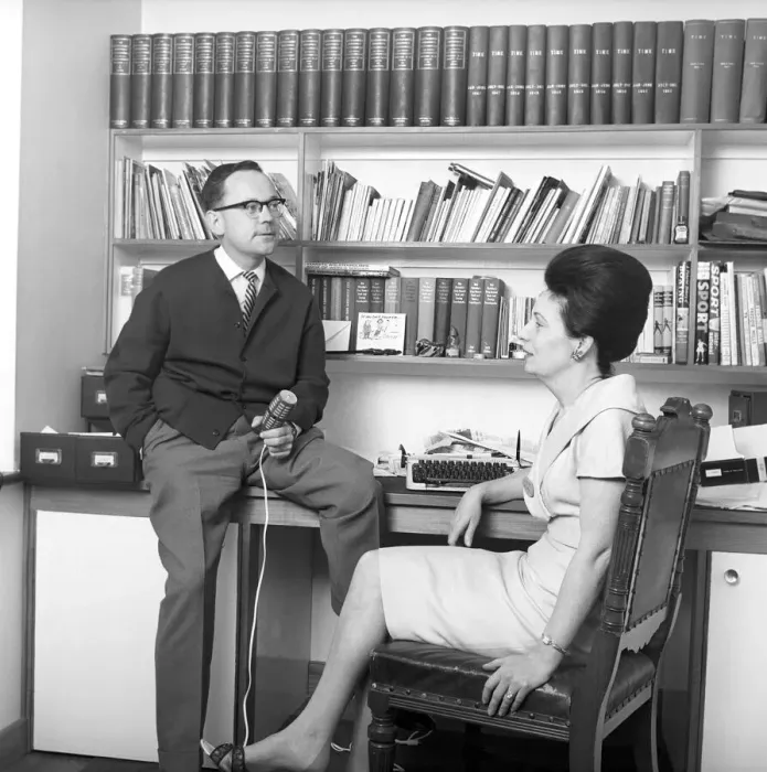 Framed Print : Sports commentator Harry Carpenter seen here at home with his wife. 1960 A953-002