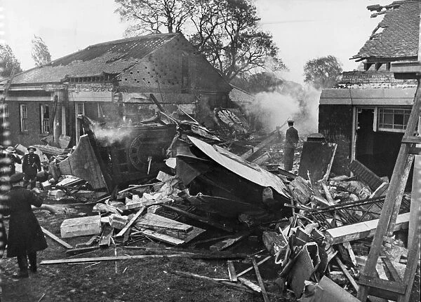 The sports pavilion at Regents Park in London. The scene after an RAF Bomber