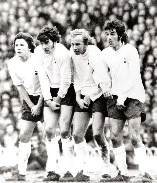 Spurs players protect privates at penalty Tottenham Hotspur v Leeds 1972
