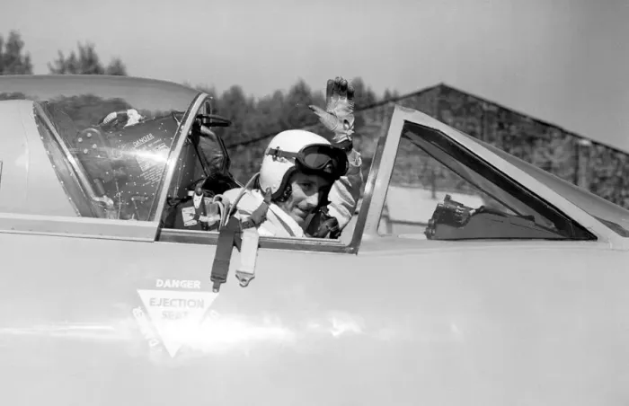 Framed Print : Squadron Leader Neville Duke September 1953 the chief test pilot for Hawker Framed Print : Squadron Leader Neville Duke September 1953 the chief test pilot for Hawker