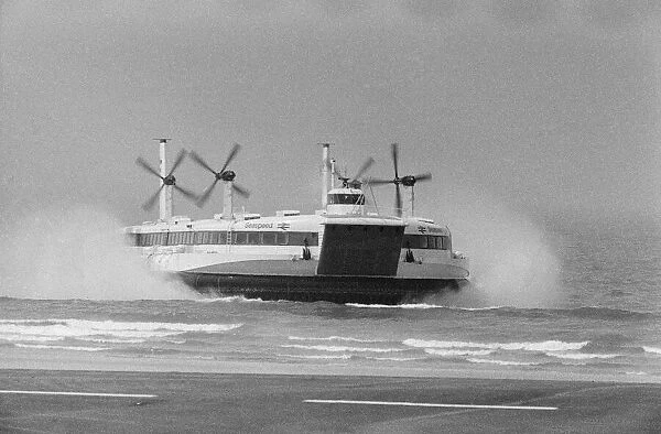 The SR. N4 Seaspeed Hovercraft makes a trial Channel crossing from Dover to Boulogne