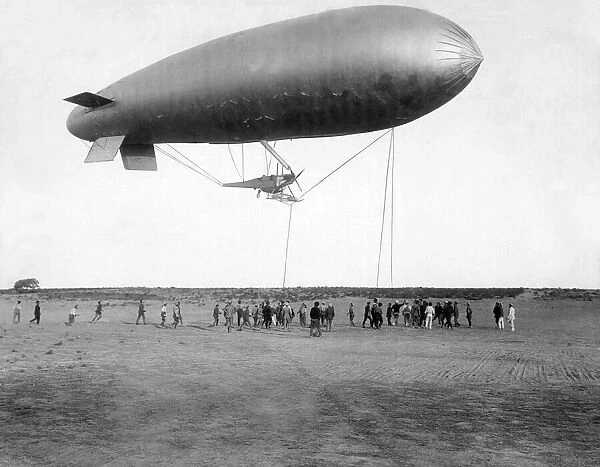 A SS B. E. 2c RNAS airship returning to base after patrolling over the North Sea