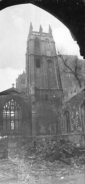 St Albans Church, Wood Street, Central London. Picture taken after it was bombed in