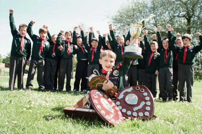 Framed Print : The St Davids 281st cub pack in Shenley Green celebrate their clutch of awards Framed Print : The St Davids 281st cub pack in Shenley Green celebrate their clutch of awards
