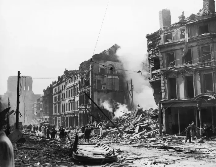 Framed Print : St Georges Square Liverpool after a German air raid 2nd May 1941 Framed Print : St Georges Square Liverpool after a German air raid 2nd May 1941