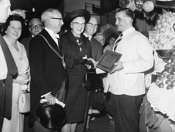 St Johns Old Market, Liverpool, 13th September 1963. The Lady Mayoress of Liverpool