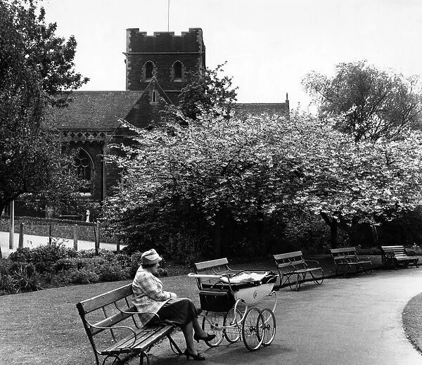 St Margarets Church seen in the background, from Waterloo Gardens, Roath, Cardiff