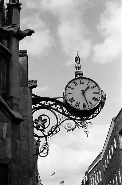 St. Martin-Le-Grand Clock on Coney Street, York, North Yorkshire. September 1971
