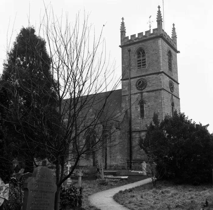 Framed Print : St Martins Church in Bladon, Oxfordshire. Burial place of members of the Churchill