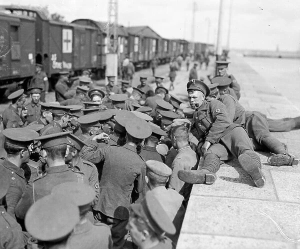 St Nazaire quayside September 23rd 1914. British and German wounded soldiers share