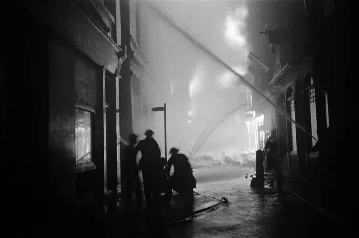 Framed Print : St Pauls Cathedral seen from the church yard during a night of bombing on 29th Framed Print : St Pauls Cathedral seen from the church yard during a night of bombing on 29th