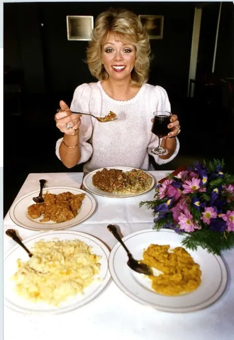 Framed Print : Stacy Dorning Actress eating her favourite meal Indian supplied by Marks