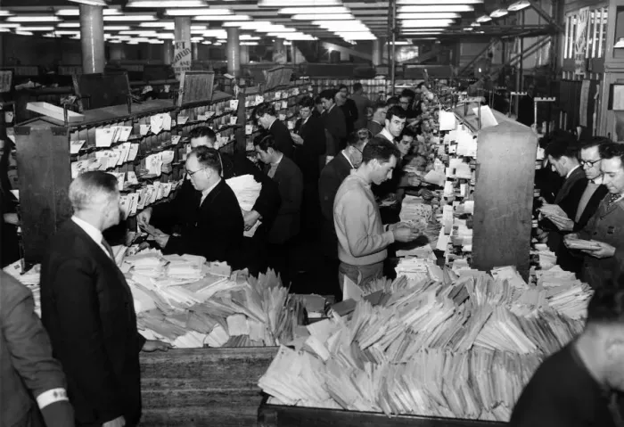 Framed Print : Staff sorting mail at Christmas time. Merseyside. 20th December 1960 Framed Print : Staff sorting mail at Christmas time. Merseyside. 20th December 1960