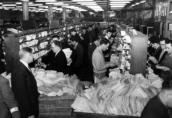 Staff sorting mail at Christmas time. Merseyside. 20th December 1960