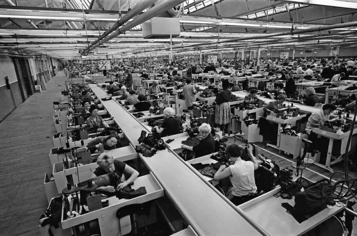 Framed Print : Staff at work at Burton the Tailors, Leeds. 13th December 1967 Framed Print : Staff at work at Burton the Tailors, Leeds. 13th December 1967