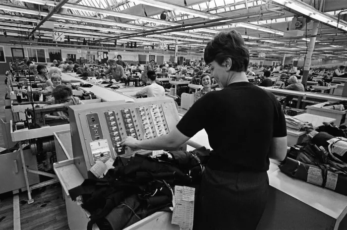 Framed Print : Staff at work at Burton the Tailors, Leeds. 13th December 1967 Framed Print : Staff at work at Burton the Tailors, Leeds. 13th December 1967