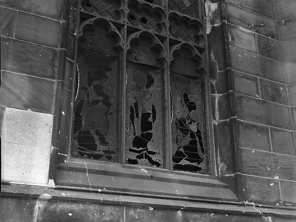 The stained windows at Dudley Parish Church, bare the scars of a raid on the city