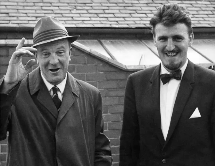 Framed Print : Stan Cullis (left) arriving at Coventry City with Jimmy Hill 20th September 1964 Framed Print : Stan Cullis (left) arriving at Coventry City with Jimmy Hill 20th September 1964