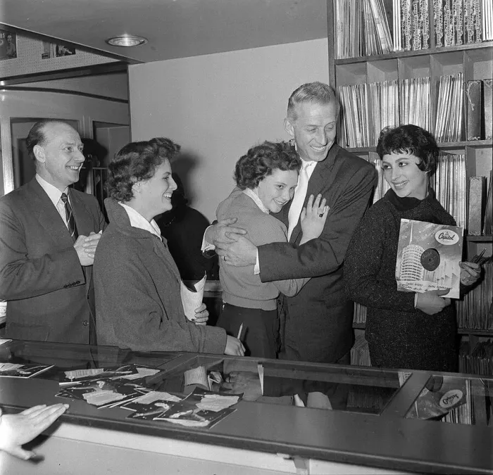 Framed Print : Stan Kenton Jazz Artist March 1956 and his wife went along to Keith Prowse Conventry Framed Print : Stan Kenton Jazz Artist March 1956 and his wife went along to Keith Prowse Conventry