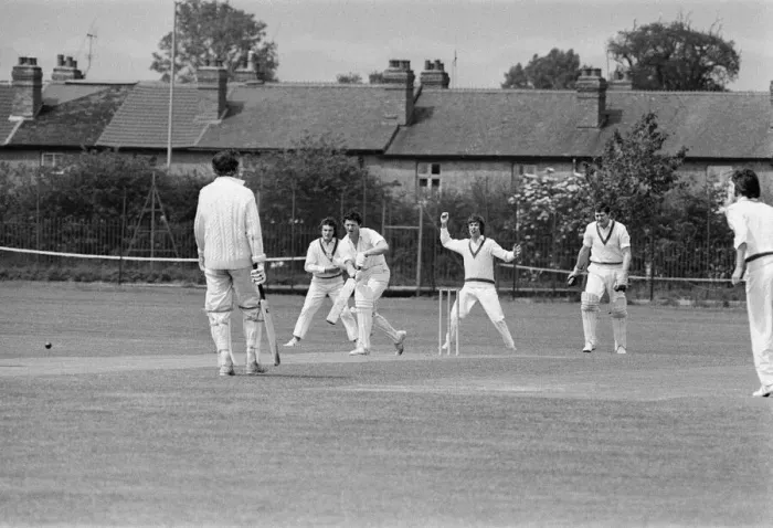 Framed Print : Standard v Alvis, Works League Cricket Match at Standard Cricket Ground. Tanners Lane