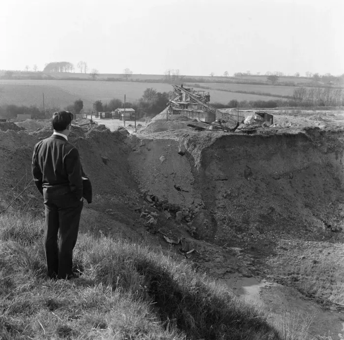 Framed Print : Stansted Chalk Quarry, Essex. 15th March 1961