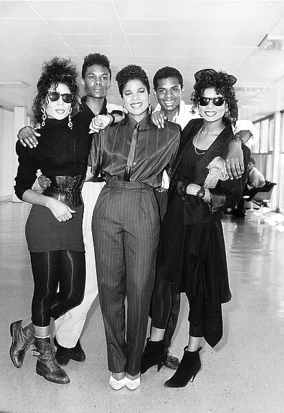 Five Star pop group at London Airport. c. 1986