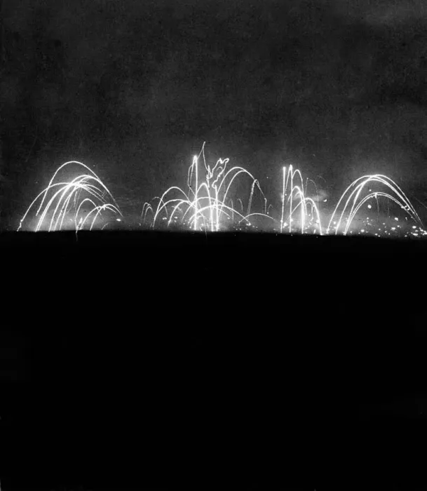 Framed Print : Star Shells and artillery barrage can be seen raging over the Somme Battlefield in this Framed Print : Star Shells and artillery barrage can be seen raging over the Somme Battlefield in this