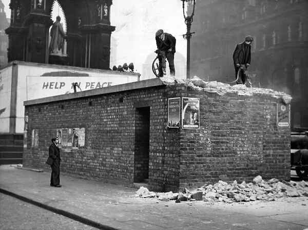 At last a start has been made on demolishing the air raid shelter in Albert Square
