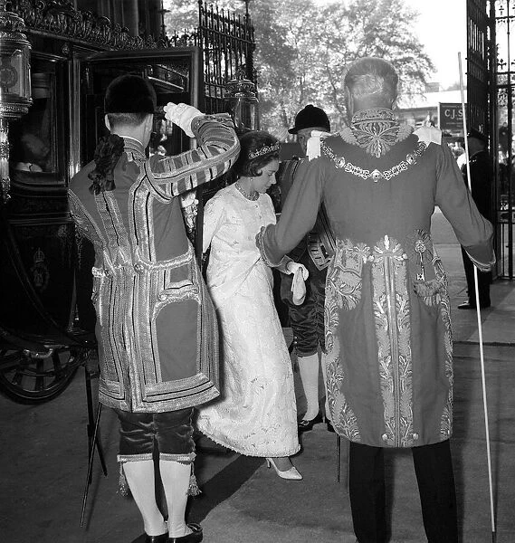 State Opening of Parliament November 1964 Princess Margaret steps out fromt