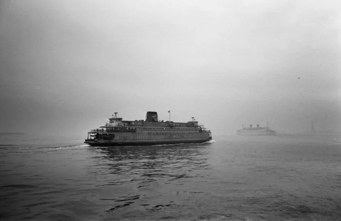 Framed Print : Staten Island Ferry which runs between the southernmost tip of Manhattan near Battery