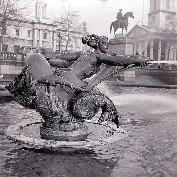 A statue in Trafalgar Square London 1963 sculpture art england english mermaid