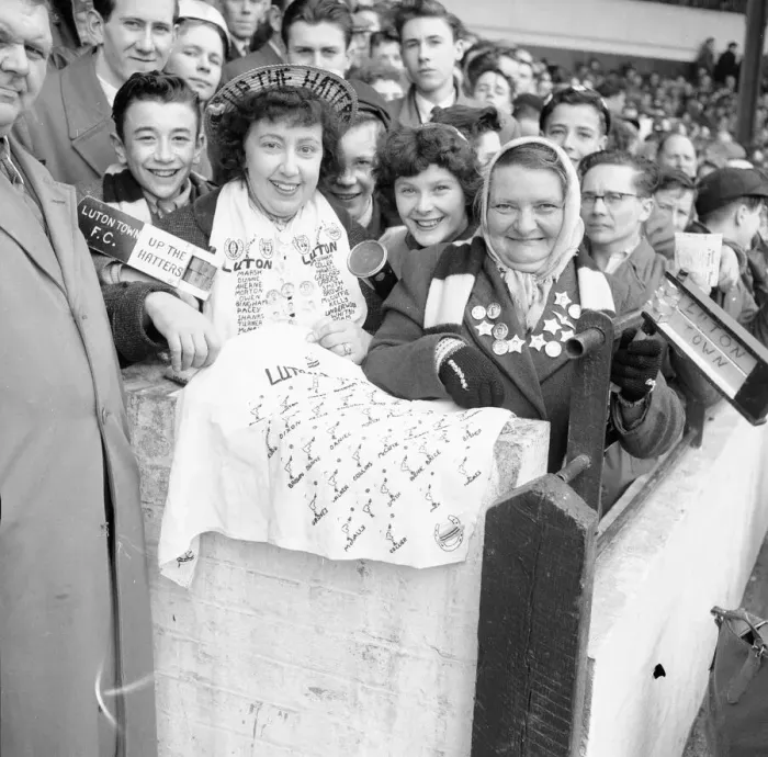 Framed Print : Three staunch female supporters of the Luton Town football club L  /  R Mrs Olive Miller