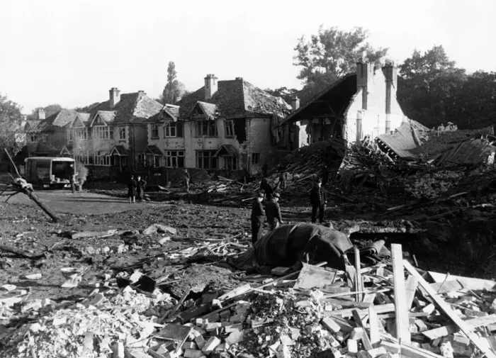 Framed Print : Staveley Road, Chiswick, the site of the first successful V-2 missile attack against Framed Print : Staveley Road, Chiswick, the site of the first successful V-2 missile attack against