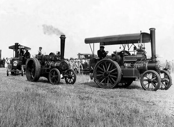 Steam traction engines come out of the pits to take part in the events at the North of