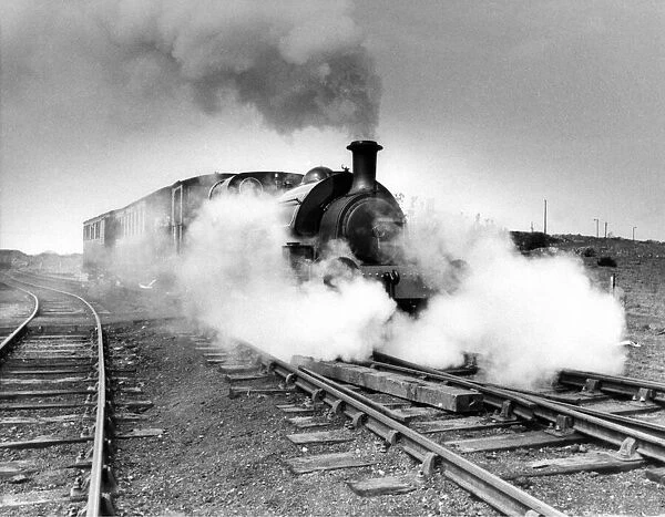 A steam train rolling on the private line of Tanfield Railway on 23rd March 1984