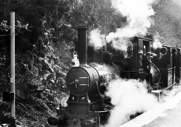 Steam train on the Talyllyn railway line which runs for 7