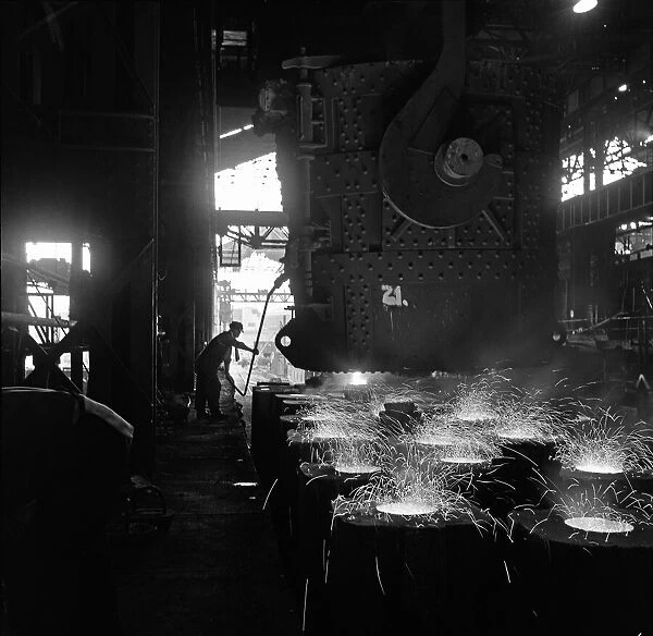 Steel ingots being cast at the Stockebridge Steelworks 21st December 1961