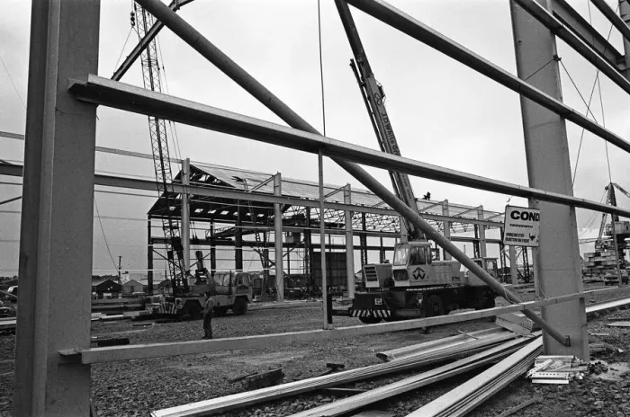 Framed Print : Steelwork goes up in Port Clarence, Stockton-on-Tees. 1975 Framed Print : Steelwork goes up in Port Clarence, Stockton-on-Tees. 1975