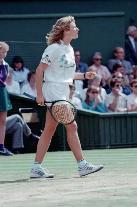 Framed Print : Steffi Graf pictured in action in the Wimbledon Ladies Singles Final on 2nd July 1988 Framed Print : Steffi Graf pictured in action in the Wimbledon Ladies Singles Final on 2nd July 1988