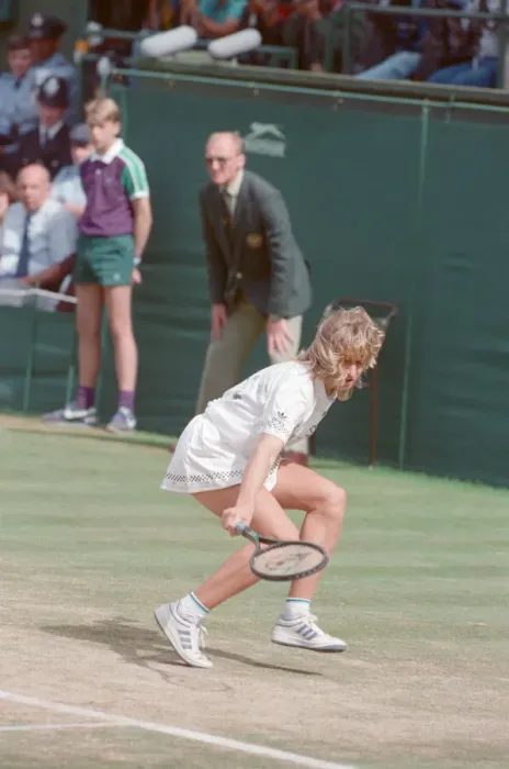 Framed Print : Steffi Graf pictured in action in the Wimbledon Ladies Singles Final on 2nd July 1988 Framed Print : Steffi Graf pictured in action in the Wimbledon Ladies Singles Final on 2nd July 1988