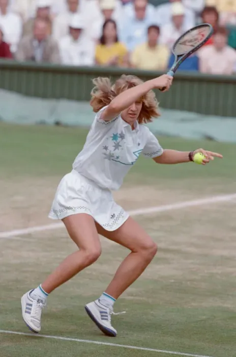 Framed Print : Steffi Graf pictured in action in the Wimbledon Ladies Singles Final on 2nd July 1988 Framed Print : Steffi Graf pictured in action in the Wimbledon Ladies Singles Final on 2nd July 1988