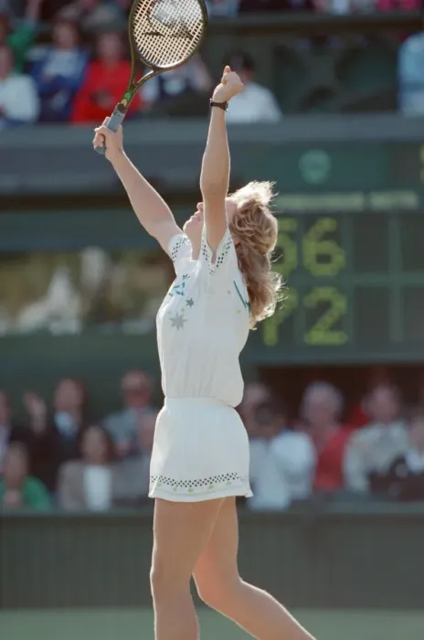 Framed Print : Steffi Graf pictured as she celebrates her first Wimbledon Ladies Final win Framed Print : Steffi Graf pictured as she celebrates her first Wimbledon Ladies Final win